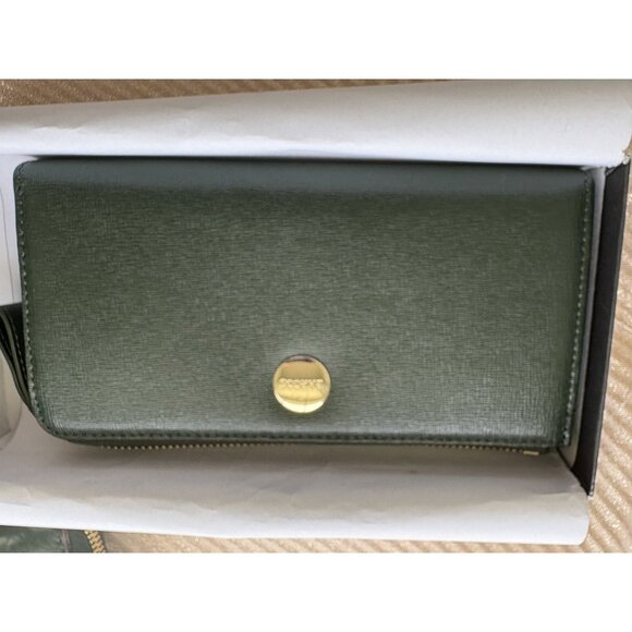 Barcos Hunter Green Leather Zippy Long Wallet New In Box - Picture 1 of 4